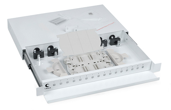 Cabeus ODF-19-16-ST Кросс бокс оптический 19 на 16 ST со сплайс пластиной, выдвижной