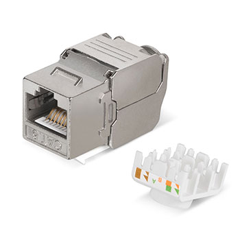 Cabeus KJ-RJ45-Cat.6-SH-180-Toolless Вставка Keystone Jack RJ-45(8P8C), 180 градусов, категория 6, экранированная, без инструмента Toolless, белая