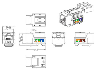 Cabeus KJ-RJ45-Cat.6-90-BK Вставка Keystone Jack RJ-45