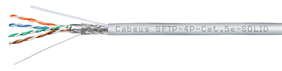 Кабель витая пара экранированная SFTP (SF/UTP), категория 5e, 4 пары 0,51мм (24 AWG), одножильный (305 м)