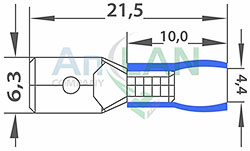 КЛЕММА ПЛОСКАЯ изолированная (КПИ штекер - 6.3мм) 1.5-2.5мм² (VM2-250) REXANT