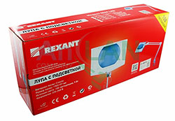 Лупа на струбцине квадратная настольная 5Х с подсветкой 108 LED, белая REXANT